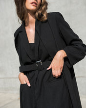Load image into Gallery viewer, Buckled Down Black Abaya