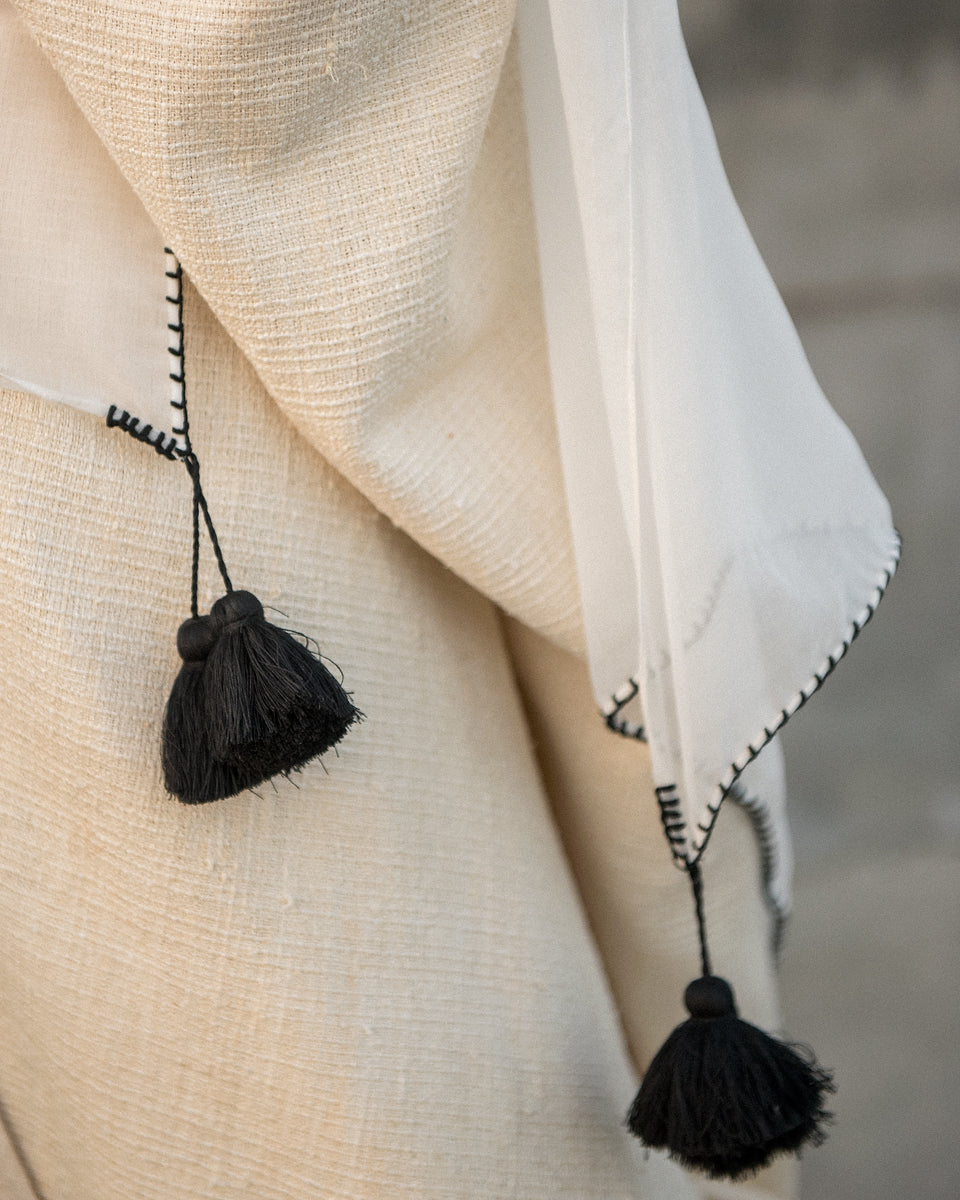 Black Cotton Tassel - After Glow Scarf